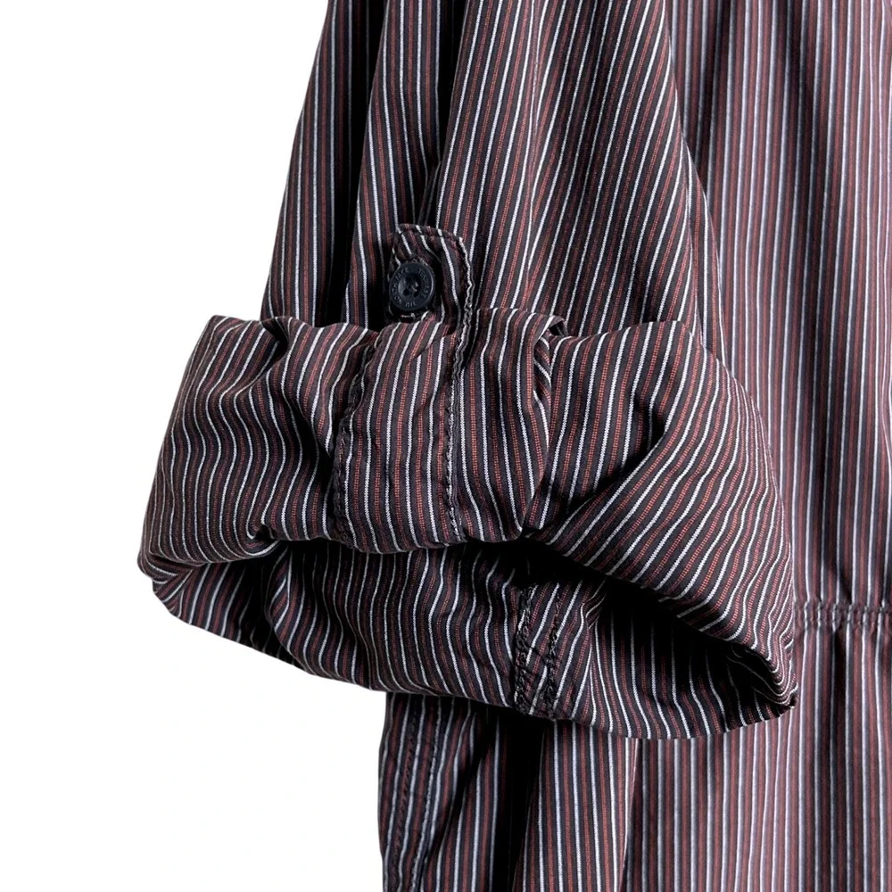 The North Face Men's Shirt Red Black White Stripes Roll Tab Zip Pockets Outdoor‎